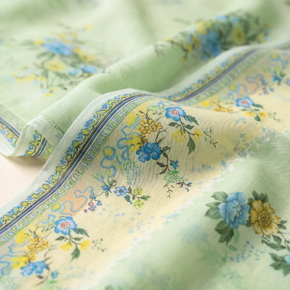Mint Green Floral Printed Ladies Dupatta