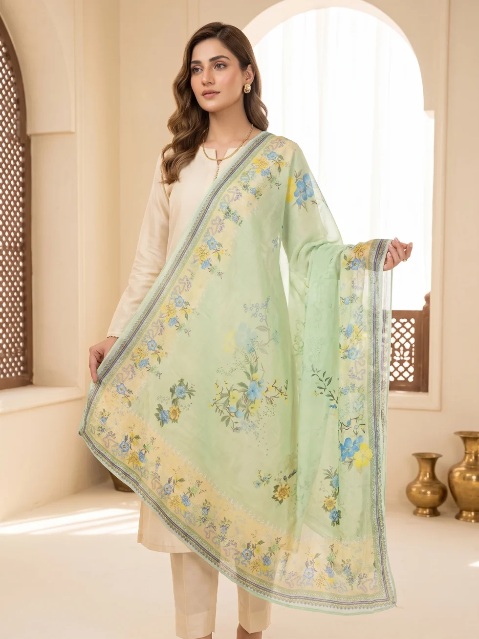Floral printed dupatta