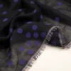 Black ladies dupatta with purple polka dots and decorative multicolor fringe border