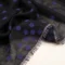 Black ladies dupatta with purple polka dots and decorative multicolor fringe border