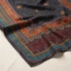 Black traditional printed ladies dupatta with red blue and multicolor decorative border