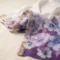 Purple floral printed ladies dupatta with white flowers and golden decorative border